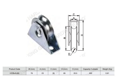H/DB-AU80 pojezdové kolo se dvěma ložisky